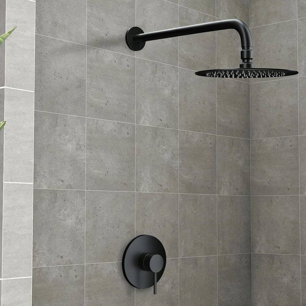 Maincraft Single-Handle 1-Spray Wall Mount Shower Faucet 1.5 GPM with Pressure Balance in Matte Black (Valve Included) (2)