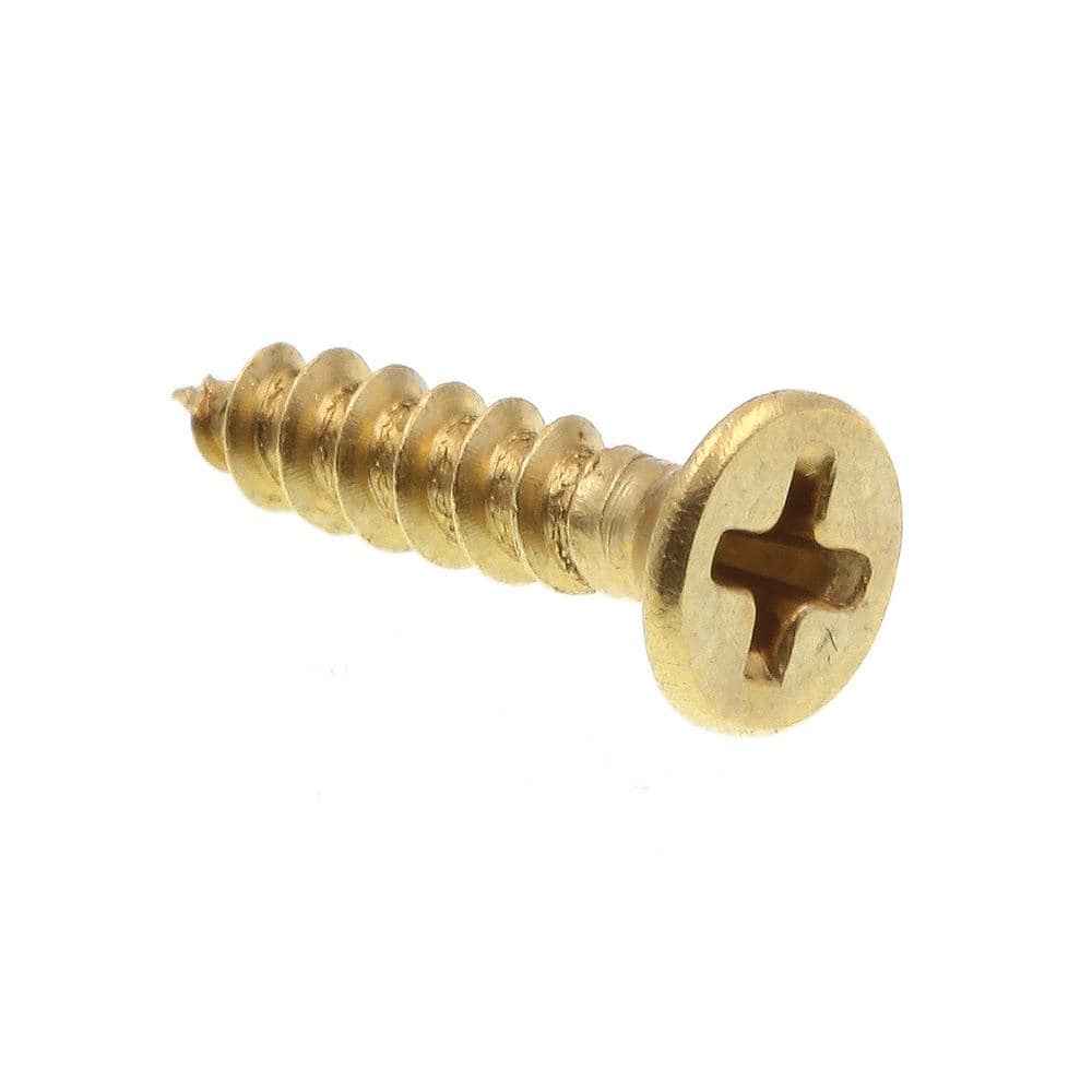 Prime-Line #4 x 1/2 in. Solid Brass Phillips Drive Flat Head Wood Screws (100-Pack) (1)