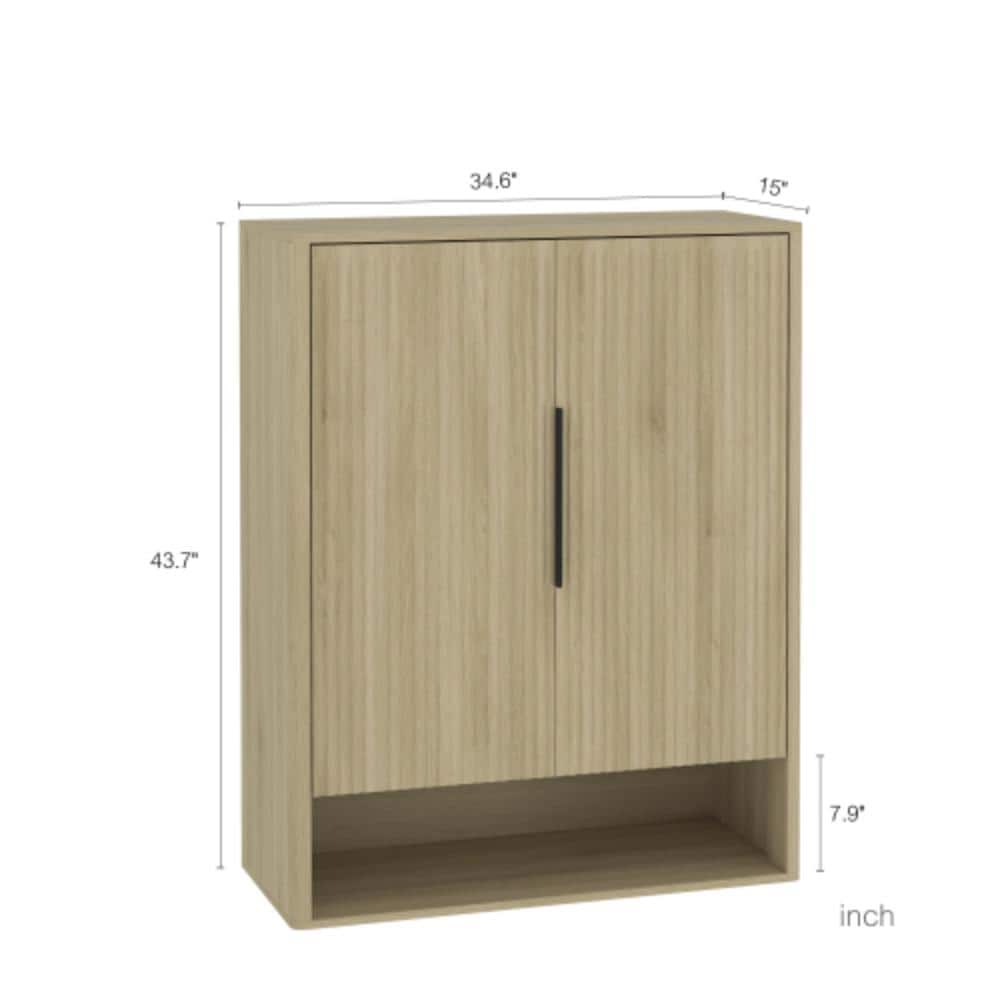 Unbranded 34.6 in. W x 15 in. D x 43.7 in. H Bathroom Brown Linen Cabinet (2)