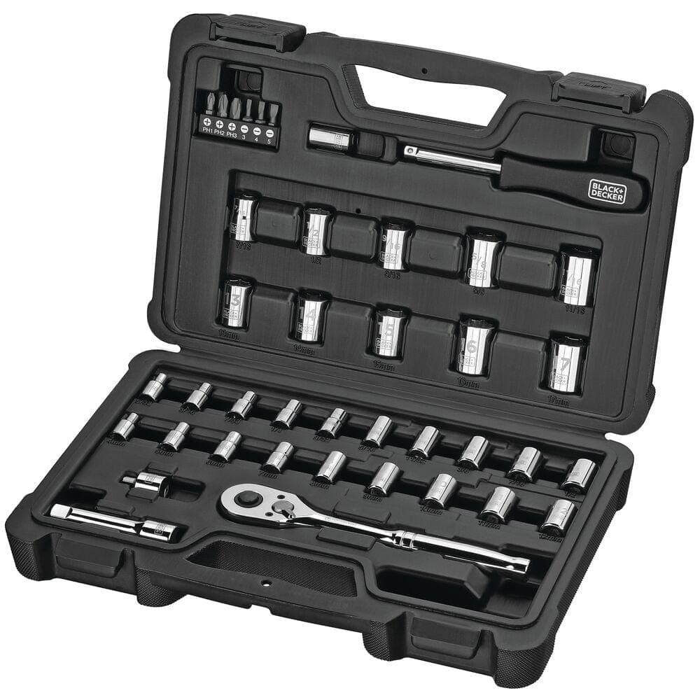 BLACK+DECKER Socket Set with Ratchet (40-Piece) (2)