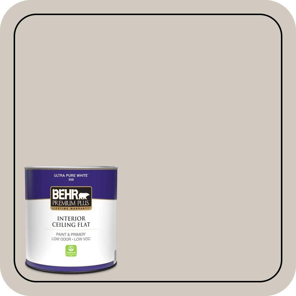BEHR PREMIUM PLUS 1 qt. Designer Collection #DC-007 Tranquil Gray Ceiling Flat Interior Paint & Primer (1)
