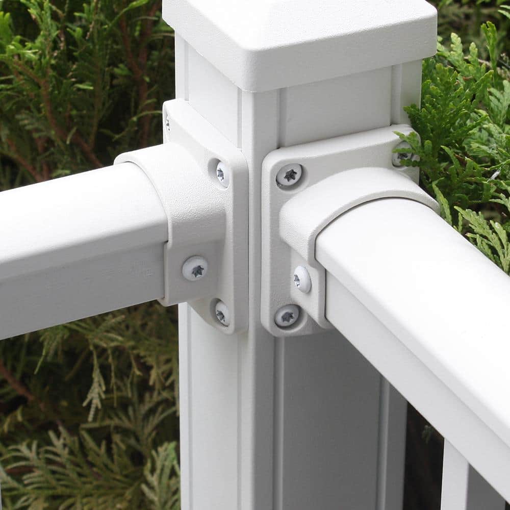 Weatherables Stanford Textured White Aluminum Straight Railing Bracket Kit (4-Piece) (2)