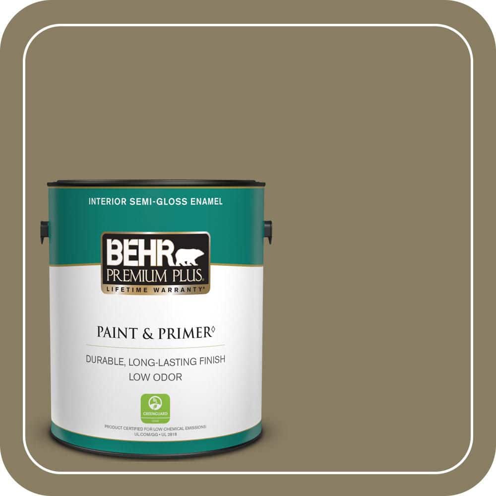 BEHR PREMIUM PLUS 1 gal. #N330-6 Lagoon Moss Semi-Gloss Enamel Low Odor Interior Paint & Primer