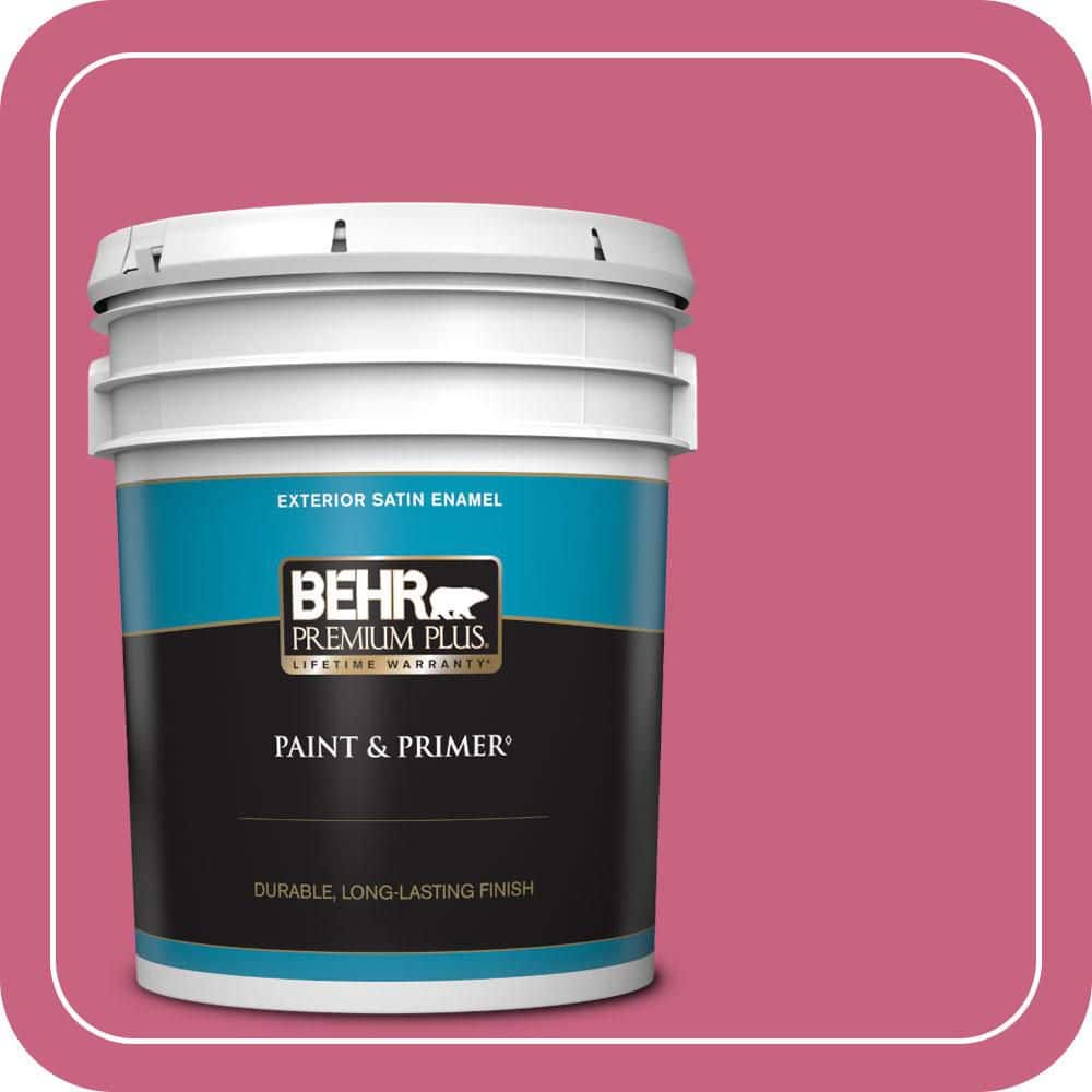 BEHR PREMIUM PLUS 5 gal. #P130-6 Ballerina Tutu Satin Enamel Exterior Paint & Primer