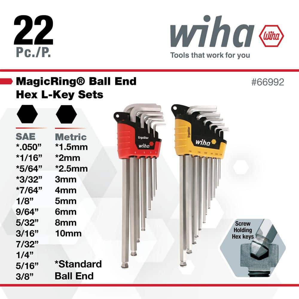 Wiha MagicRing Ball End Hex L Key Set Inch Metric (22-Piece) (3)
