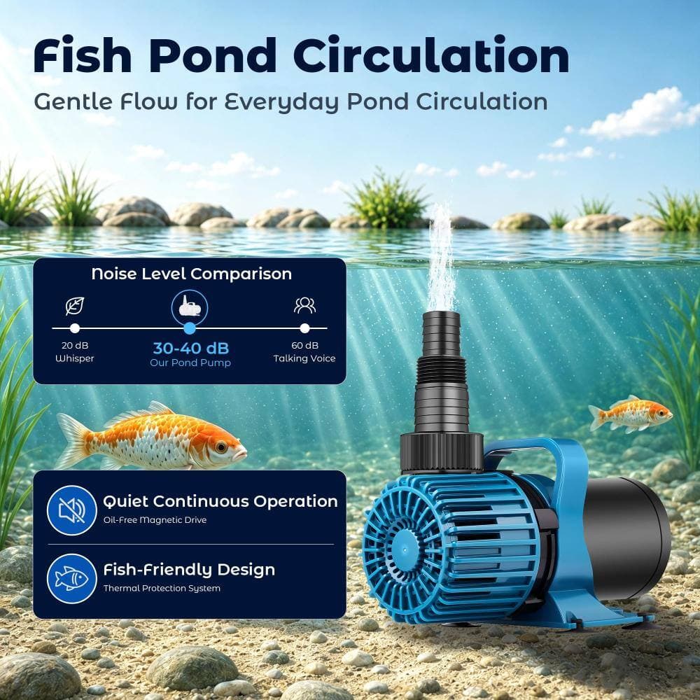 Unbranded 2700 GPH Submersible Pond Pump 120W with 15 ft Lift, 180° Adjustable Outlet, Debris Barrier Bag (3)