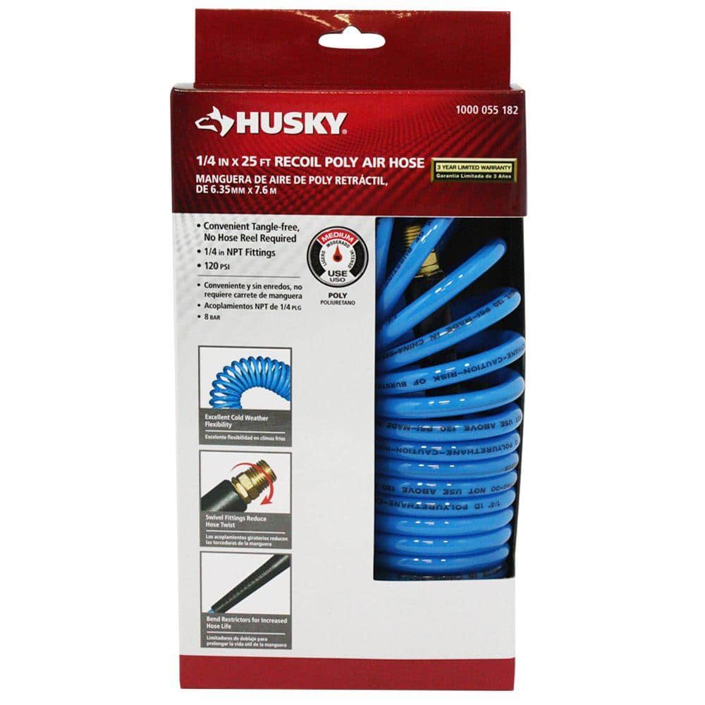 Husky 1/4 in. x 25 ft. Polyurethane Recoil Hose (3)