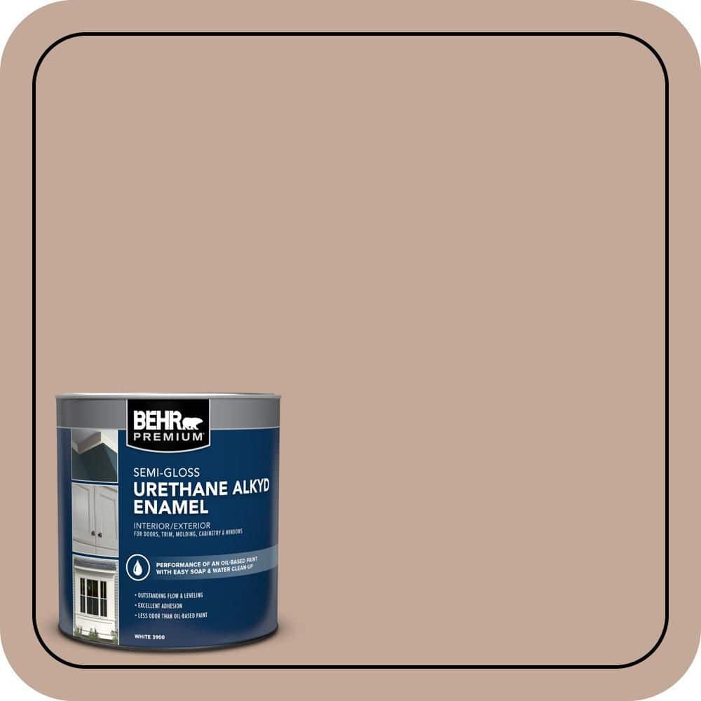 BEHR PREMIUM 1 qt. #760B-4 Adobe Straw Semi-Gloss Enamel Urethane Alkyd Interior/Exterior Paint (1)