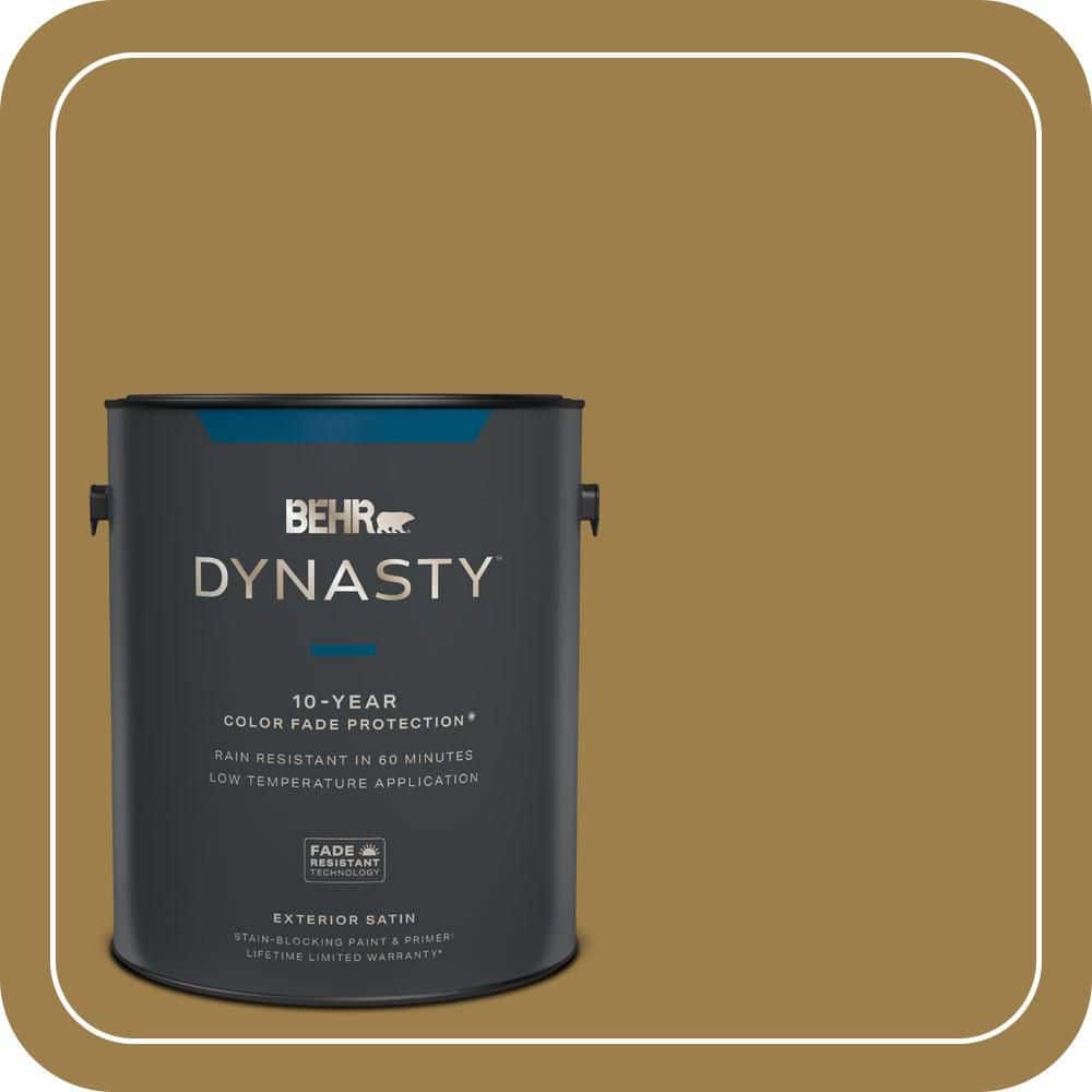 BEHR DYNASTY 1 gal. #S310-6 Gold Ink Satin Enamel Exterior Stain-Blocking Paint & Primer