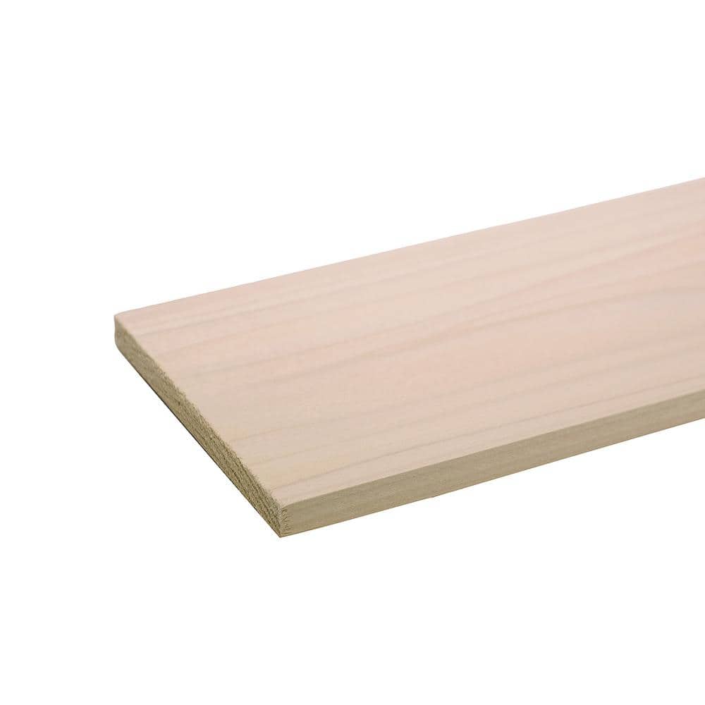 Waddell Project Board 48 in. x 6 in. x 0.25 in. Unfinished S4S Poplar Hardwood w/ No Finger Joints Ideal for DIY Shelving