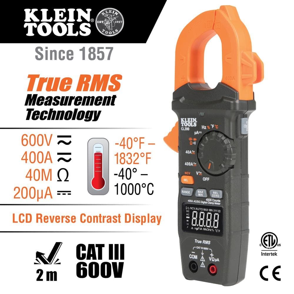 Klein Tools 400 Amp AC/DC Digital Clamp Meter and Digital Circuit Breaker Finder Tool Set (2)