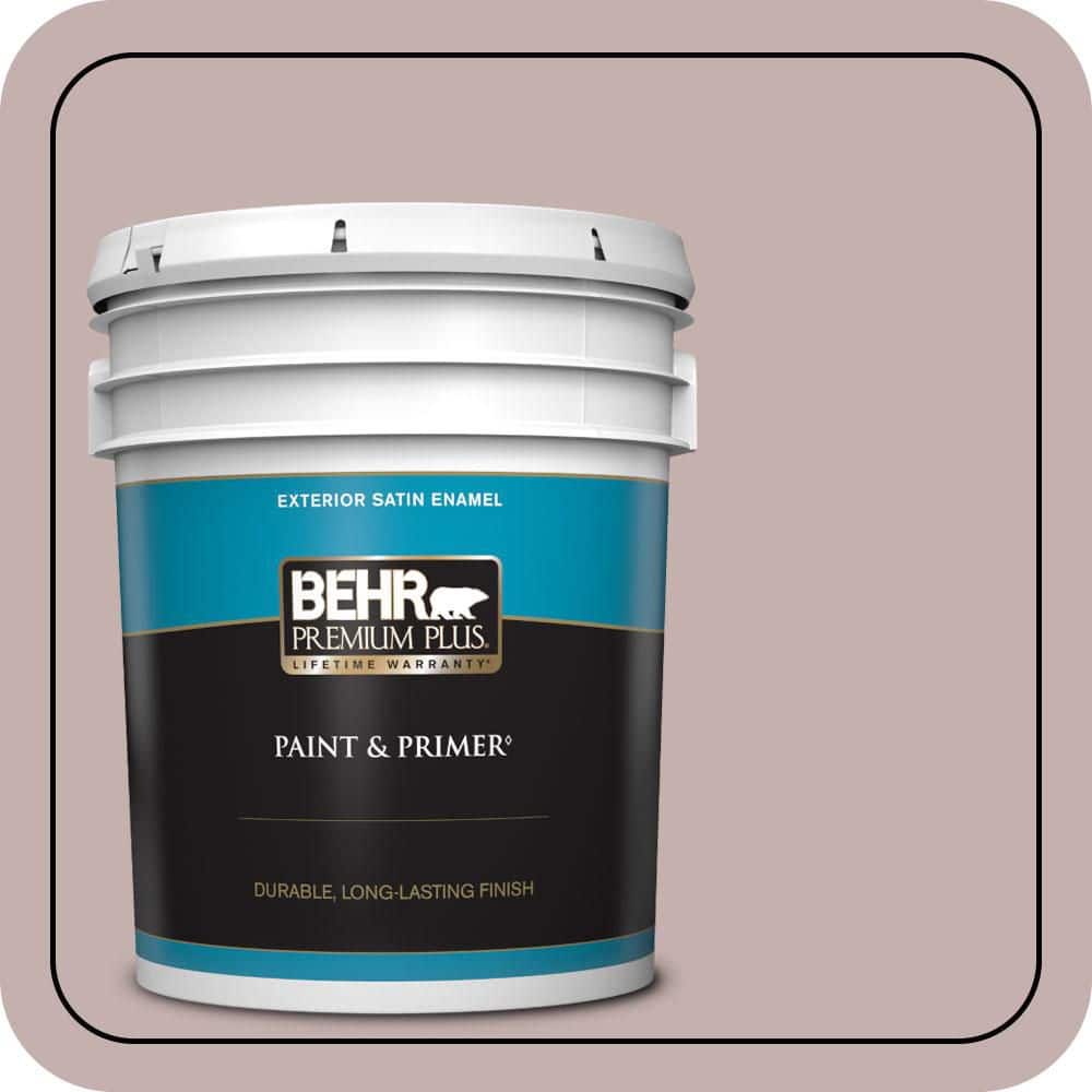 BEHR PREMIUM PLUS 5 gal. #MQ1-45 Versailles Rose Satin Enamel Exterior Paint & Primer