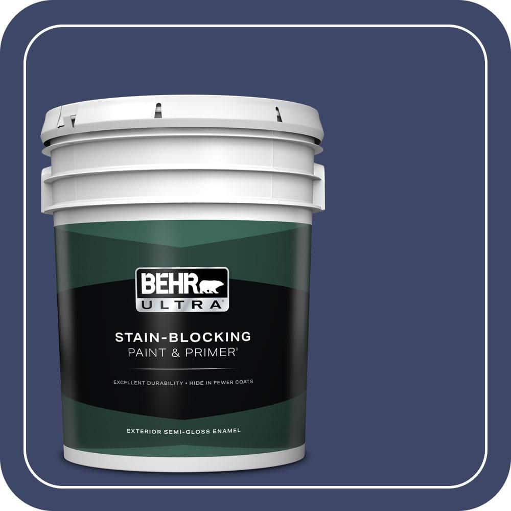 BEHR ULTRA 5 gal. #S-H-620 Midnight Sky Semi-Gloss Enamel Exterior Paint & Primer
