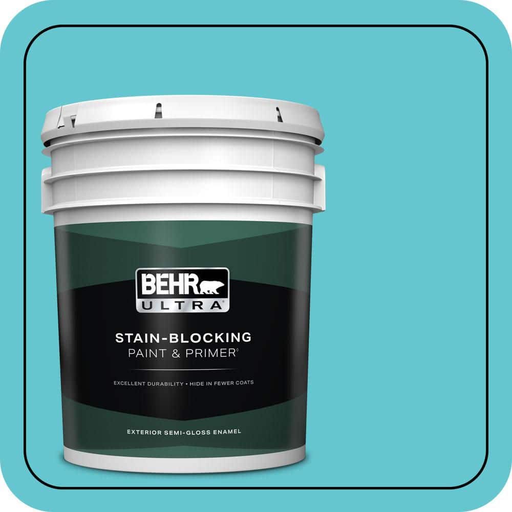 BEHR ULTRA 5 gal. #P470-4 Paradise Sky Semi-Gloss Enamel Exterior Paint & Primer