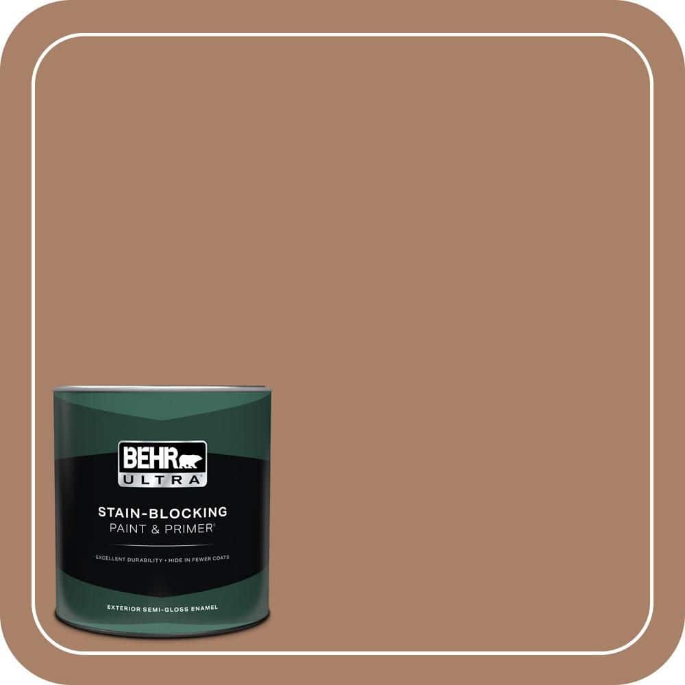BEHR ULTRA 1 qt. #MQ2-42 Warm Cognac Semi-Gloss Enamel Exterior Paint & Primer