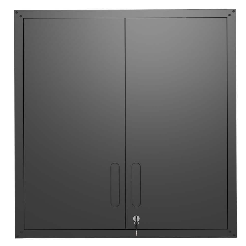 cadeninc 31.5 in. W x 11.81 in. D x 30.31 in. H Black Garage/Bathroom Storage Wall Cabinet with 2-Locking Door for Garage (2)