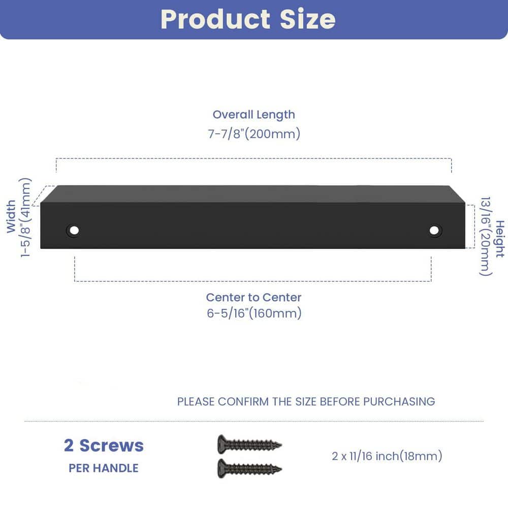 Numhew 10-Pack 6-5/16 in. Black Cabinet Pulls, Kitchen Cabinet Handles, Aluminum Alloy Edge Finger Pull for Dresser and Drawer (2)
