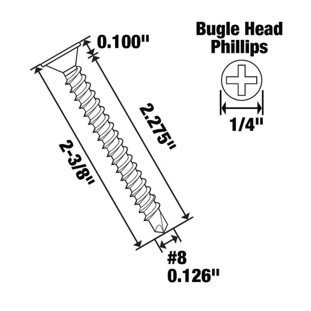 Everbilt #8 x 2-3/8 in. Black Phillips Bugle-Head Drywall Screws (6 per Pack) (2)