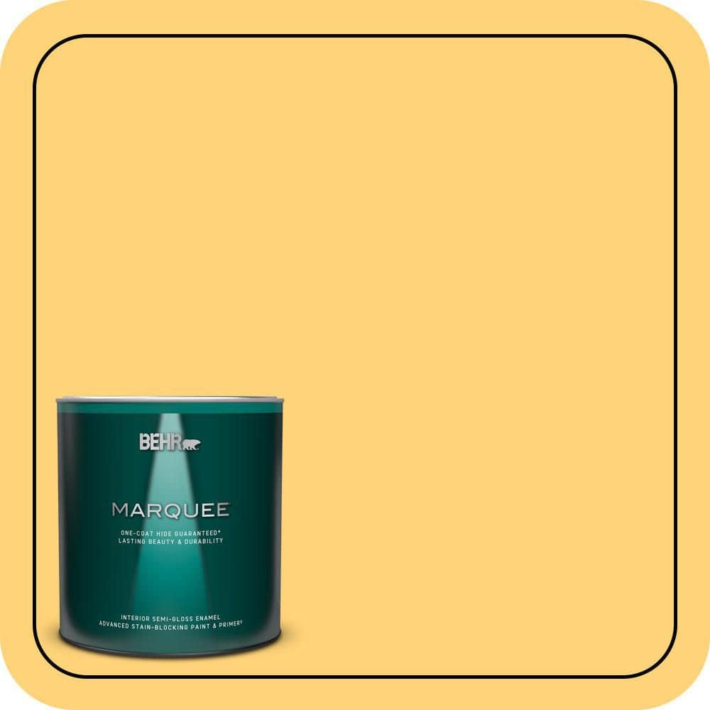 BEHR MARQUEE 1 qt. #P260-5 Yellow Jubilee Semi-Gloss Enamel Interior Paint & Primer