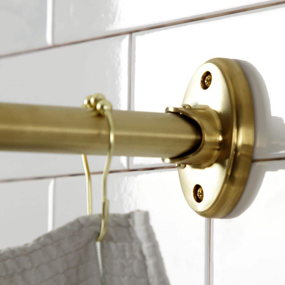 Kingston Brass Edenscape 60 in. to 72 in. Curved Shower Curtain Rod in Brushed Brass (3)