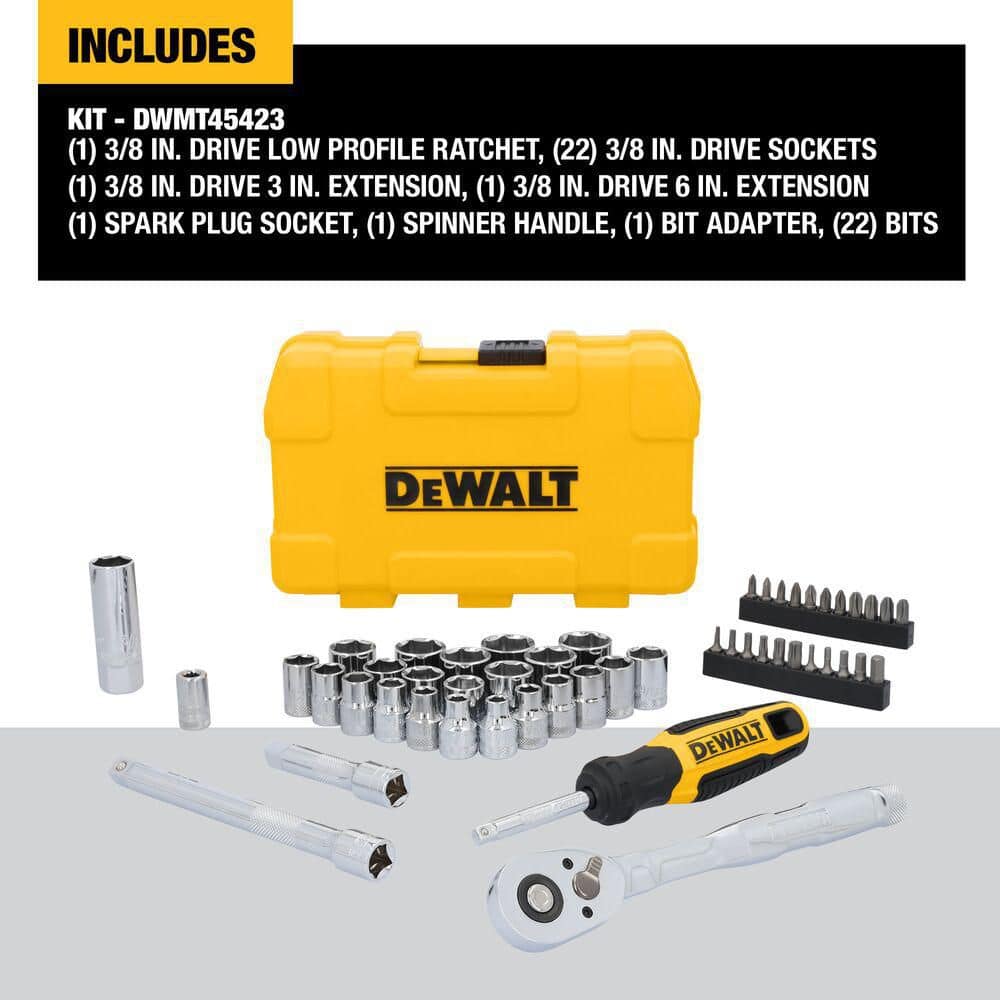 DEWALT 3/8 in. Drive SAE and Metric Mechanics Tool Set (50-Piece) with Carrier Included (2)