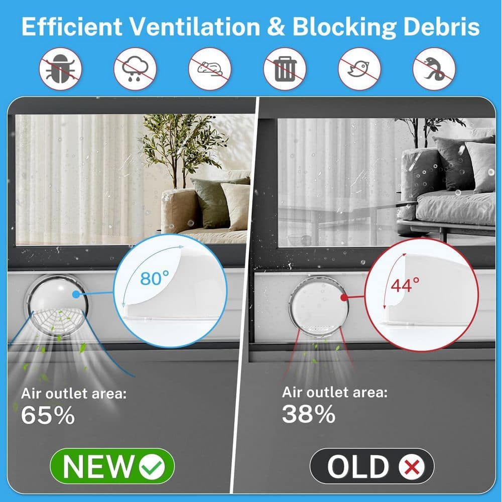 Wudkey 1-Piece Bath Accessory Set in White, Portable AC Window Vent Kit with 5.9 in. Exhaust Hose Window Seal for Bathroom Vent (2)