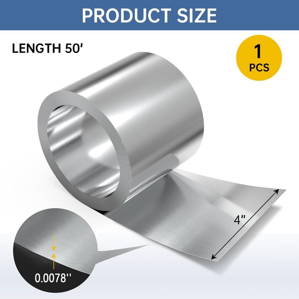Laybus 4 in x 50 ft Aluminum Roof Flashing with Rust & Corrosion Resistant and Easy to Cut (2)