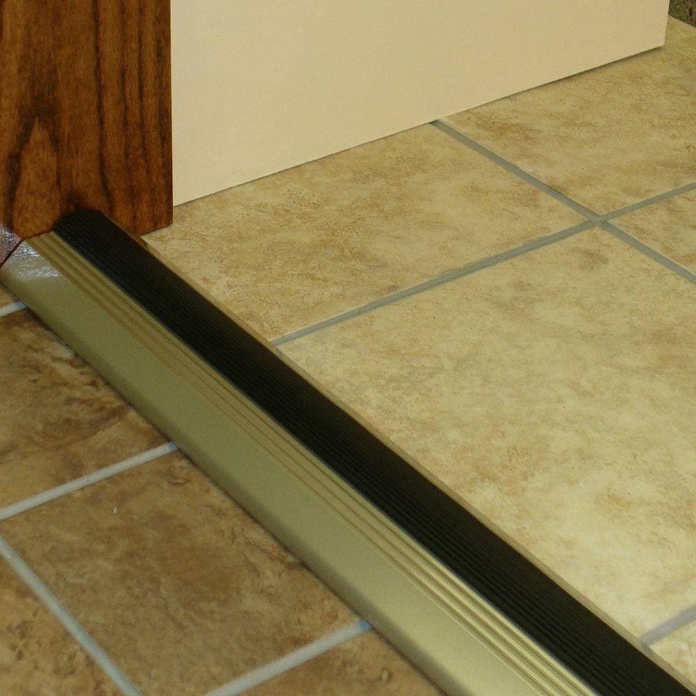 M-D Building Products Deluxe High 3-3/4 in. x 47-1/2 in. Satin Nickel Aluminum Threshold with Vinyl Seal (2)