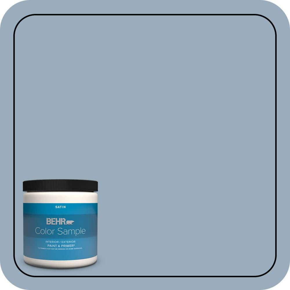BEHR PREMIUM PLUS 8 oz. #S510-3 Ombre Blue Satin Enamel Interior/Exterior Paint & Primer Color Sample