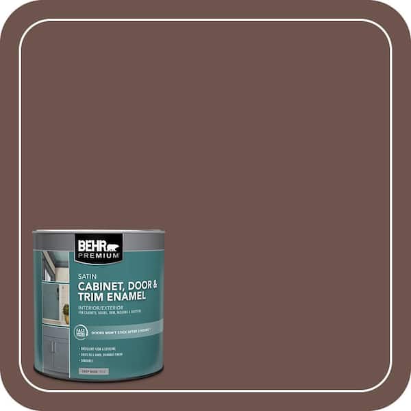 BEHR PREMIUM 1 qt. #N130-7 Double Fudge Satin Enamel Interior/Exterior Cabinet, Door & Trim Paint (2)