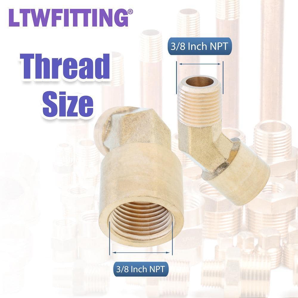 LTWFITTING 1/4 in. 3/8 in. 1/2 in. NPT Female x1/4 in. 3/8 in. 1/2 in. NPT Male Brass Pipe 45 Deg Street Elbow Forged Set (12-Pack) (3)