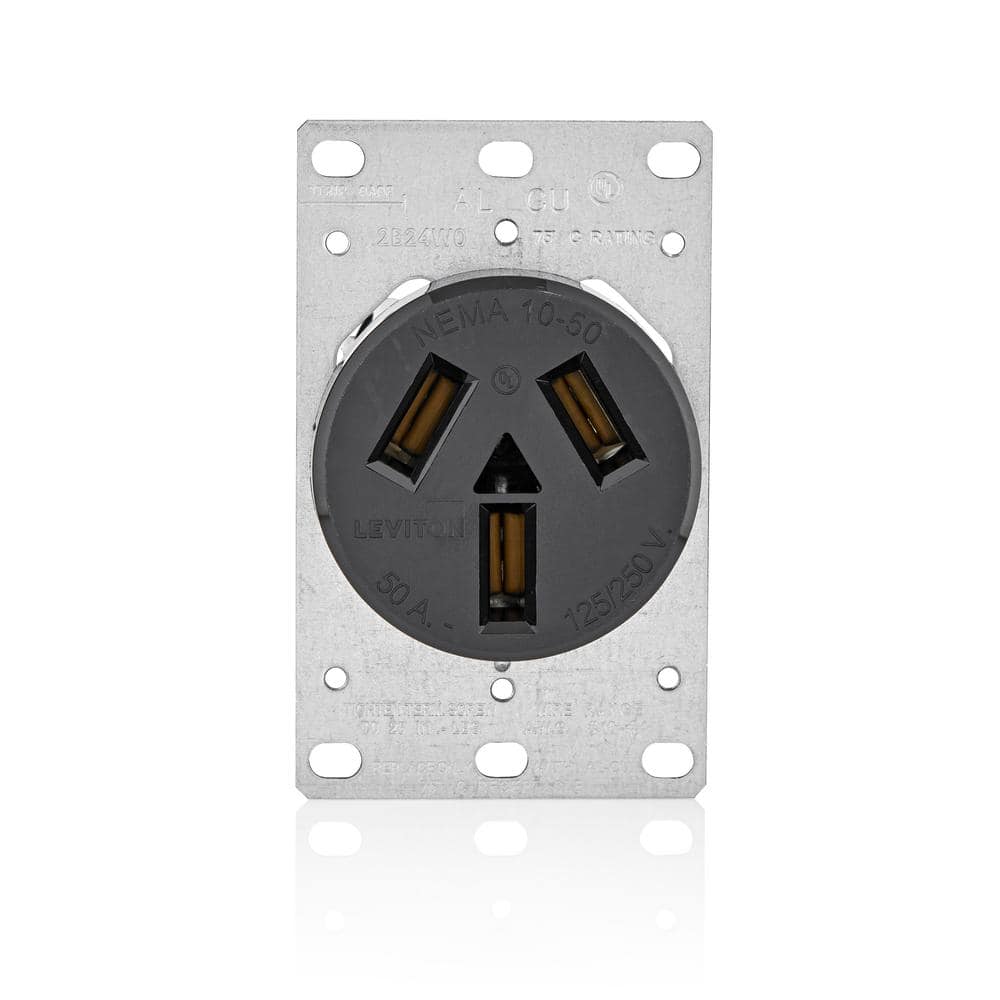 Leviton 125/250-Volt Shallow Flush Mounted Single Outlet, 5206-S10