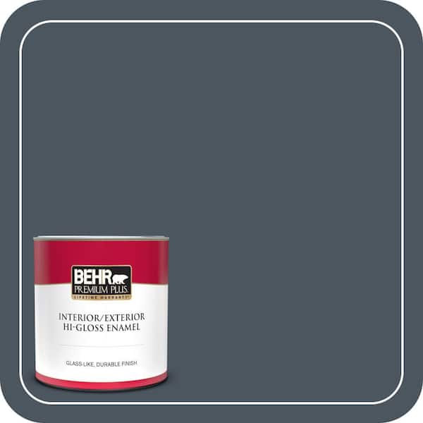 BEHR PREMIUM PLUS 1 qt. #N480-7 Midnight Blue Hi-Gloss Enamel Interior/Exterior Paint & Primer (2)