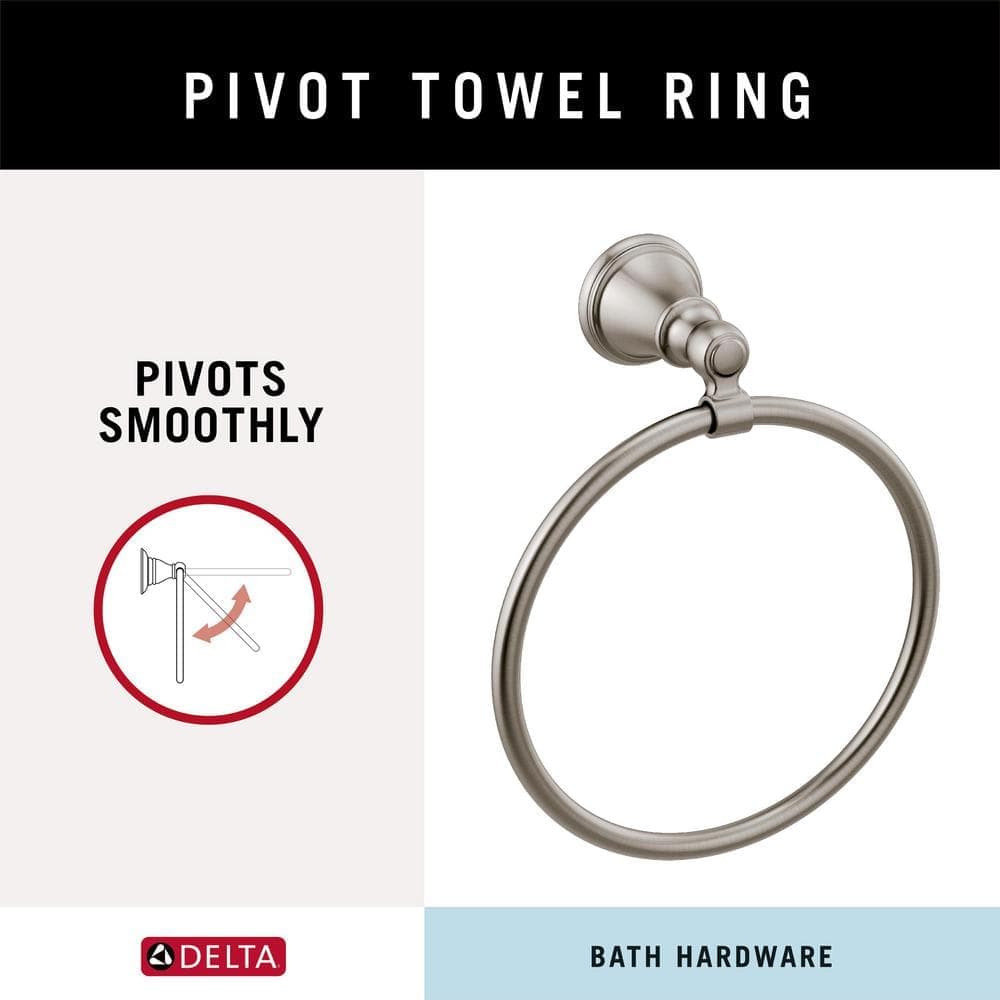 Delta Woodhurst Wall Mount Round Closed Towel Ring Bath Hardware Accessory in Stainless Steel (3)