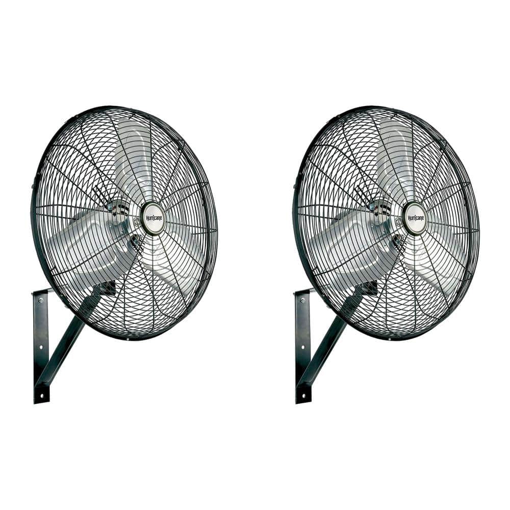 Hurricane 20 in. 3 Fan Speeds Commercial Grade Classic Oscillating Wall Fan in Black (2-Pack)