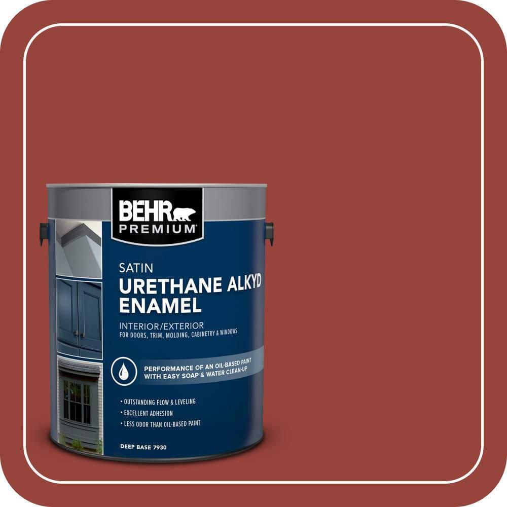 BEHR PREMIUM 1 gal. #PPU2-17 Morocco Red Urethane Alkyd Satin Enamel Interior/Exterior Paint