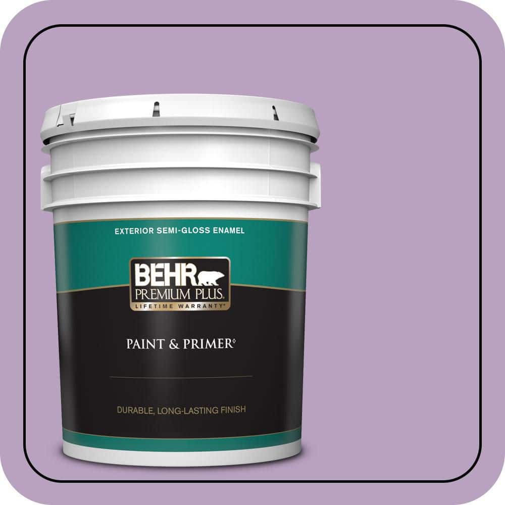 BEHR PREMIUM PLUS 5 gal. #660D-4 Lilac Rose Semi-Gloss Enamel Exterior Paint & Primer