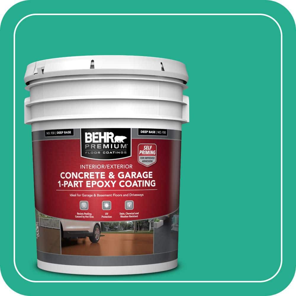 BEHR PREMIUM 5 gal. #P430-5 Enchanted Wells Self-Priming 1-Part Epoxy Satin Interior/Exterior Concrete and Garage Floor Paint