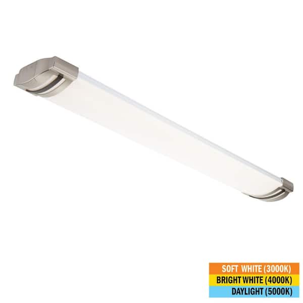 Commercial Electric 46 in. x 7.5 in. LED Flush Mount Ceiling Light Brushed Nickel End Caps Black Trim 5200 Lumens 72-Watt 3000K 4000K 5000K