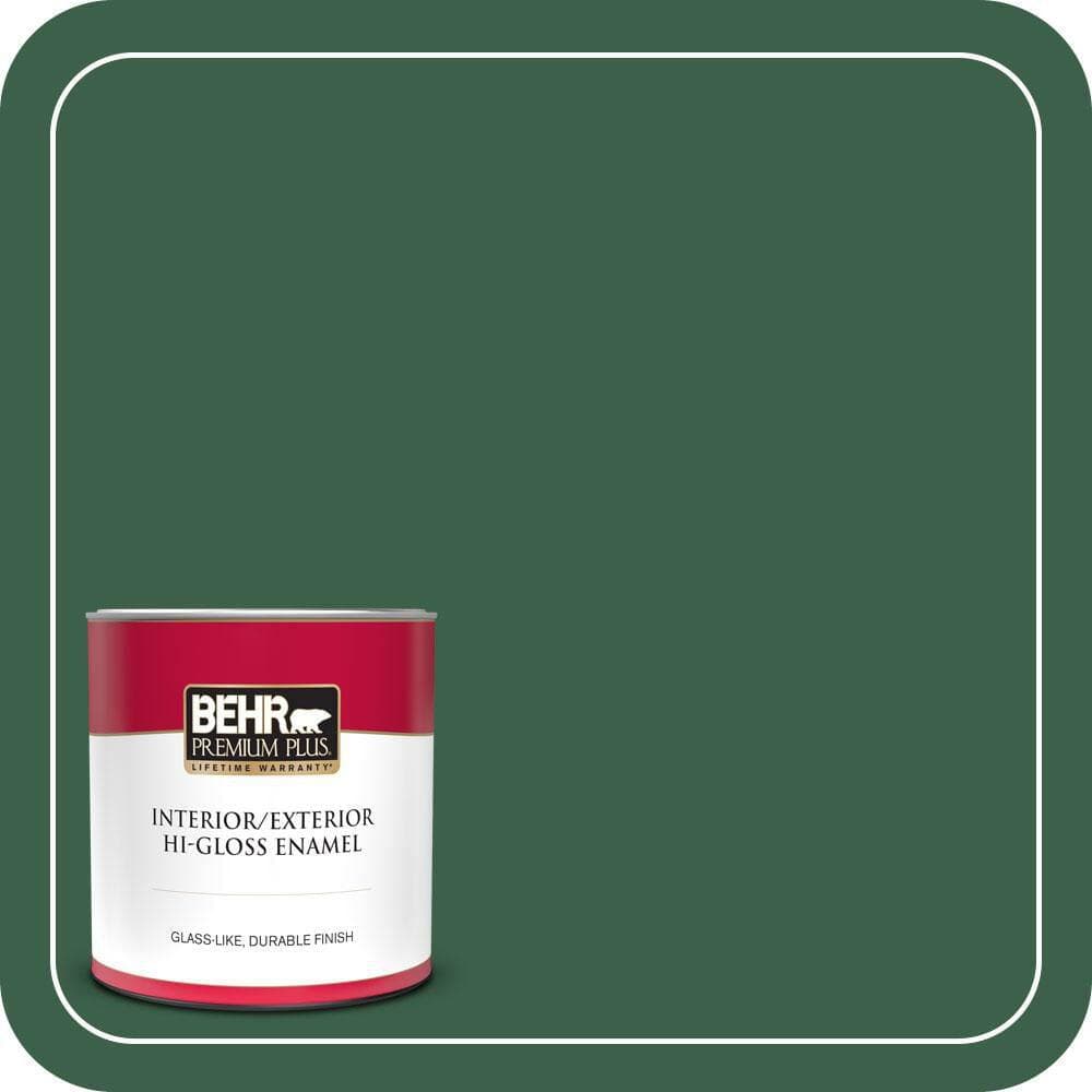 BEHR PREMIUM PLUS 1 qt. #470D-7 Windy Pine Hi-Gloss Enamel Interior/Exterior Paint & Primer (1)