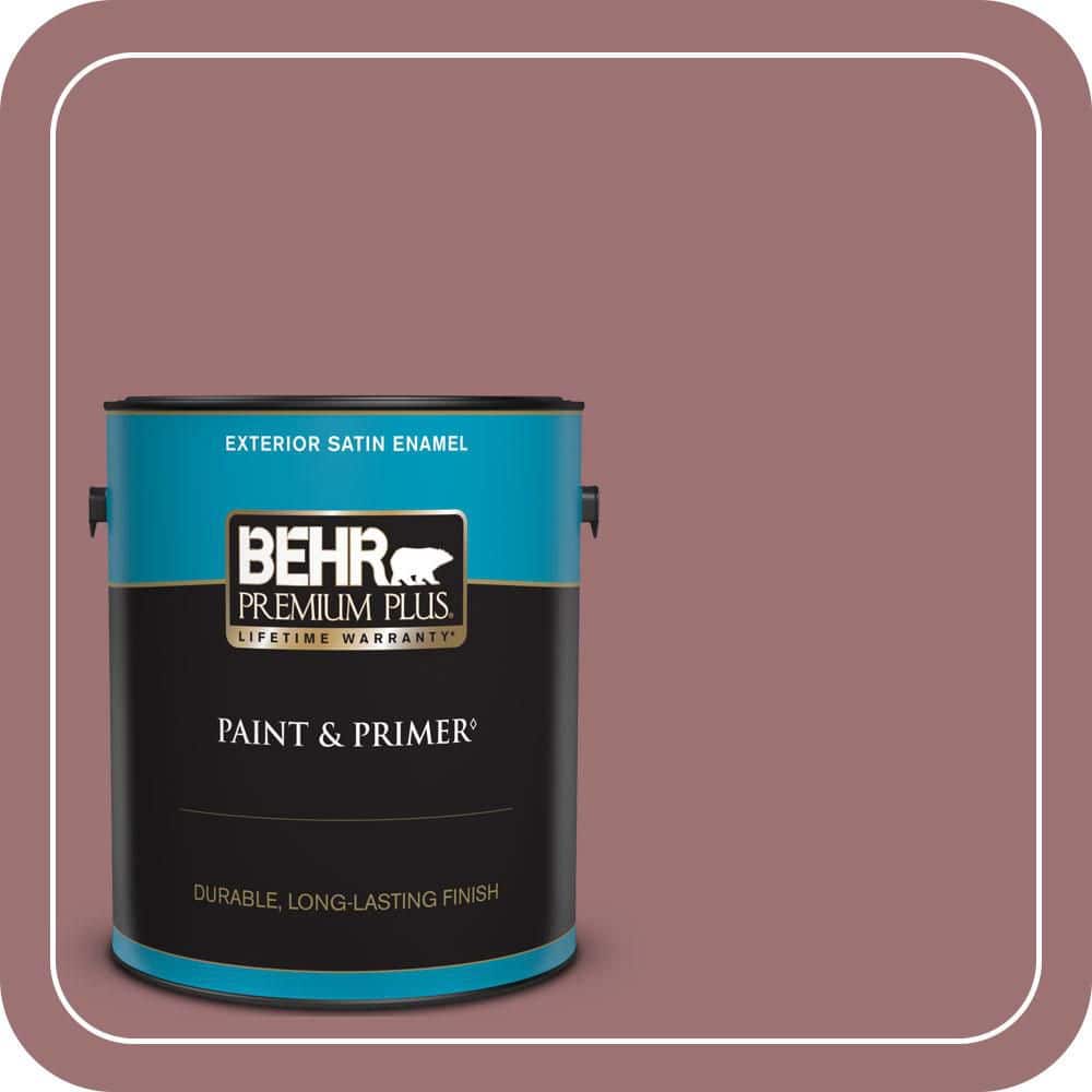 BEHR PREMIUM PLUS 1 gal. #QE-05 Regal Rose Satin Enamel Exterior Paint & Primer