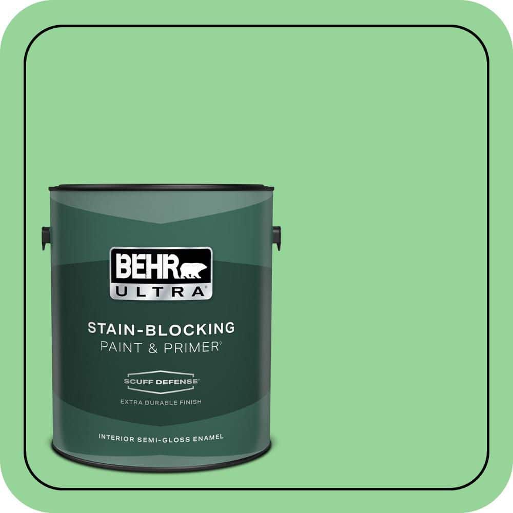 BEHR ULTRA 1 gal. #P390-4 Young Green Extra Durable Semi-Gloss Enamel Interior Paint & Primer