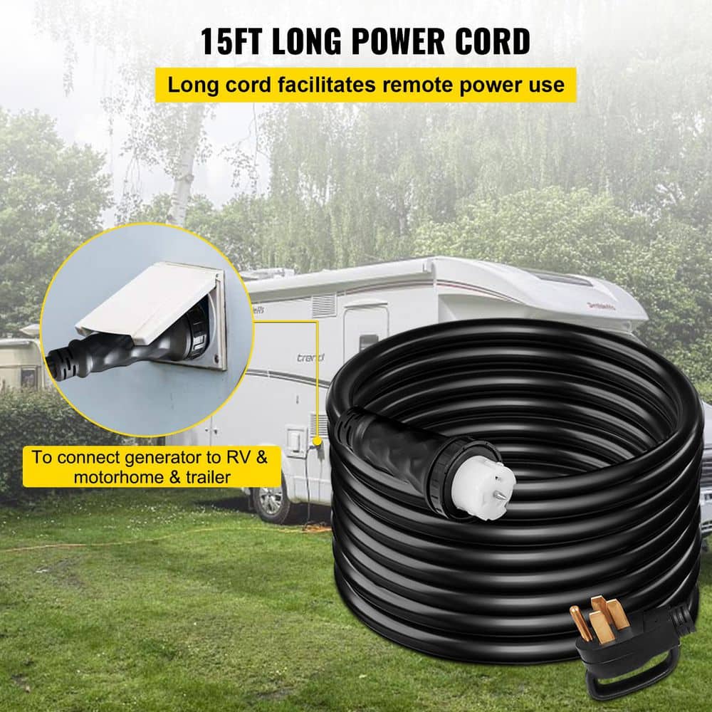 SKYSHALO 15 ft. STW 6/3 + 8/1 50 Amp 125/250V NEMA 14-50P to SS2-50R Generator Extension Cord (2)