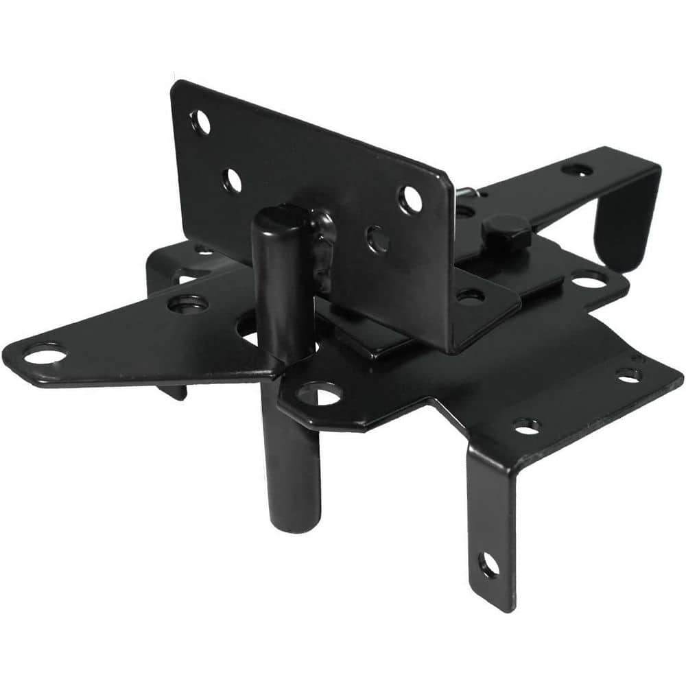 Unbranded Self-Locking Gate Latch Heavy Duty Automatic Gravity Lever for Wood/PVC Fence with Fasteners Black Steel (3)