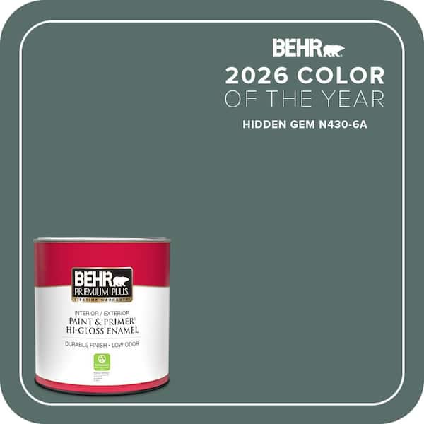 BEHR PREMIUM PLUS 1 qt. #N430-6A Hidden Gem Hi-Gloss Enamel Interior/Exterior Paint and Primer (2)