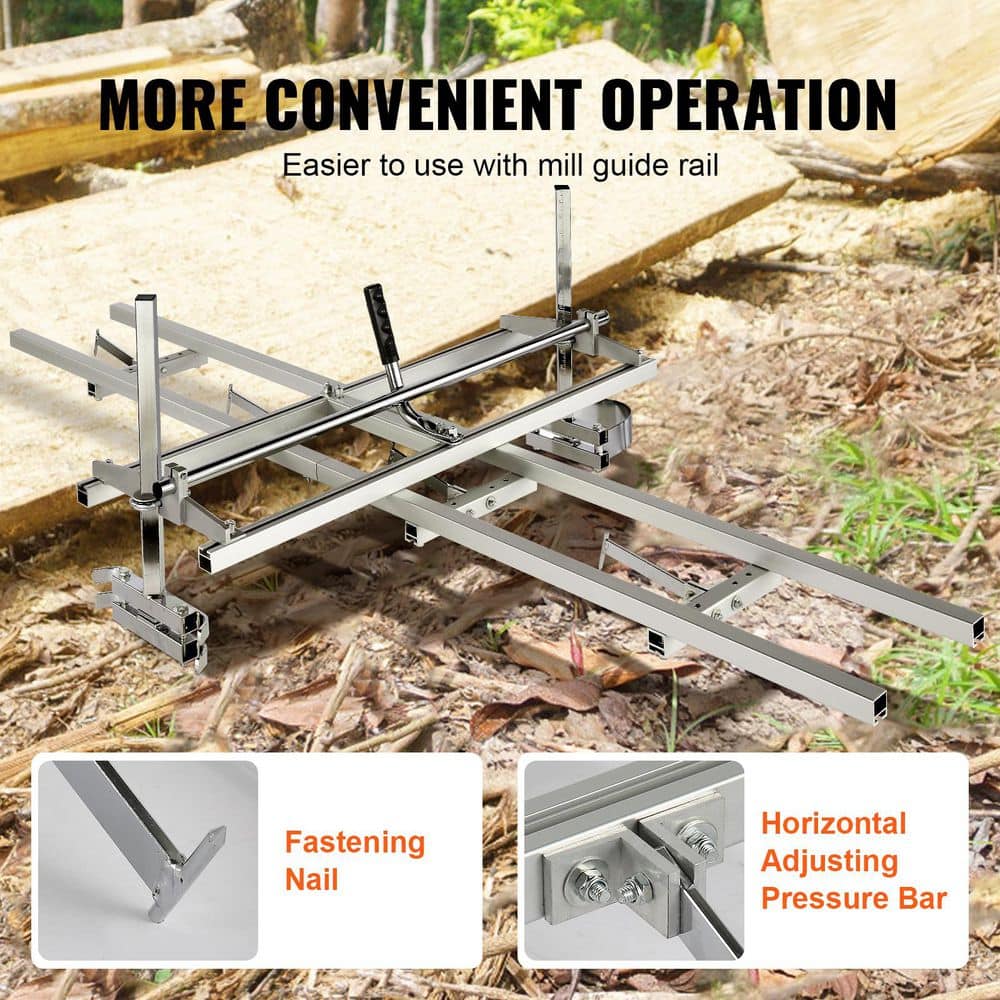SKYSHALO Chainsaw Mill and Rail Mill Guide System, Portable Sawmill 14in.-36 in. Guide Bar, 9ft. Aluminum Saw Milling Rail Guide (2)