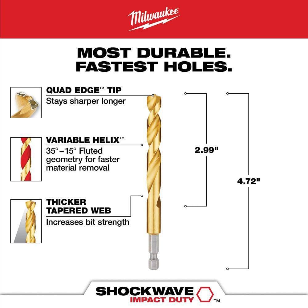 Milwaukee Shockwave 25/64 in. Titanium Drill Bit (4)