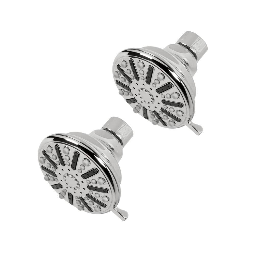 Glacier Bay 3-Spray Patterns 3.5 in. Single Wall Mount Fixed Shower Head in Chrome (2-Pack) (2)