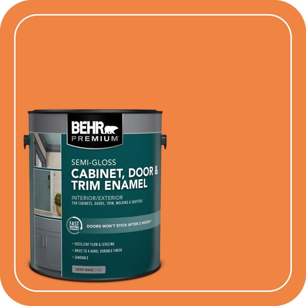 BEHR PREMIUM 1 gal. #P220-7 Construction Zone Semi-Gloss Enamel Interior/Exterior Cabinet, Door & Trim Paint
