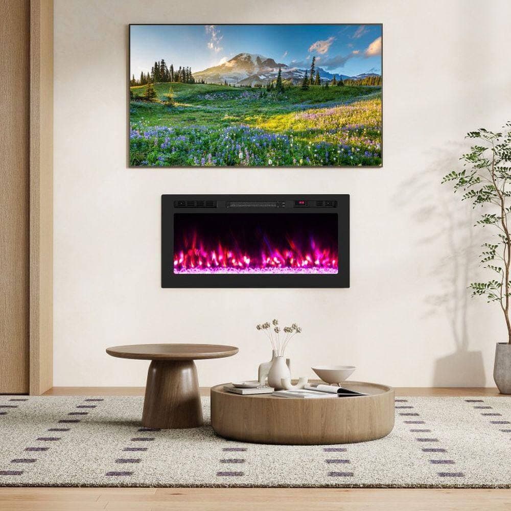 Clihome 36 in. WiFi Electric Fireplace Insert Heater Wall-Mount or Recessed 5100 BTU Smart Control (2)